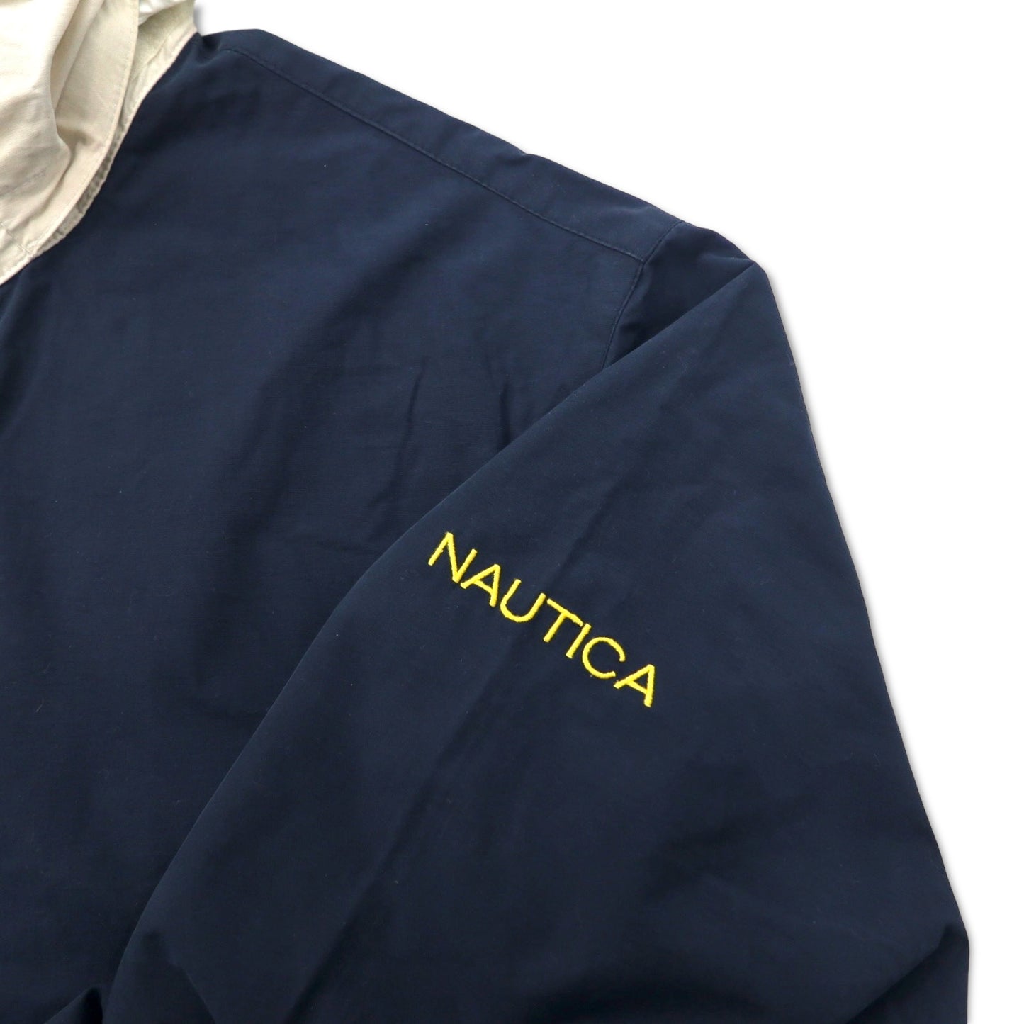 NAUTICA 00年代 セーリングジャケット XXL ネイビー イエロー コットン ナイロン フード収納式 ビッグサイズ