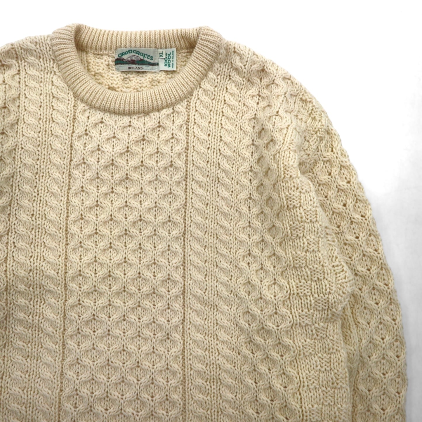 Aran Crafts 90s Fisherman Sweater アランニット フィッシャーマン セーター XL 生成り ウール アイルランド製