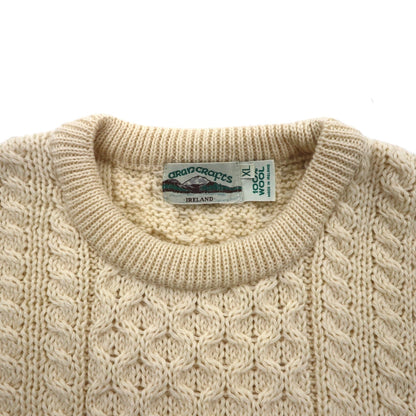 Aran Crafts 90s Fisherman Sweater アランニット フィッシャーマン セーター XL 生成り ウール アイルランド製