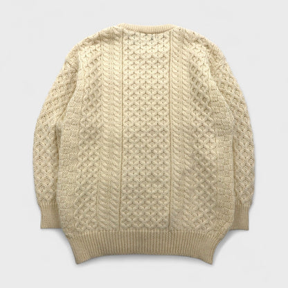 Aran Crafts 90s Fisherman Sweater アランニット フィッシャーマン セーター XL 生成り ウール アイルランド製