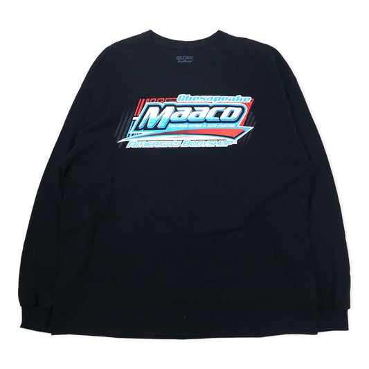 GILDAN クラシックカー プリント ロングスリーブ Tシャツ ロンT 2XL ブラック コットン Dry Blend ビッグサイズ Maaco ホンジュラス製