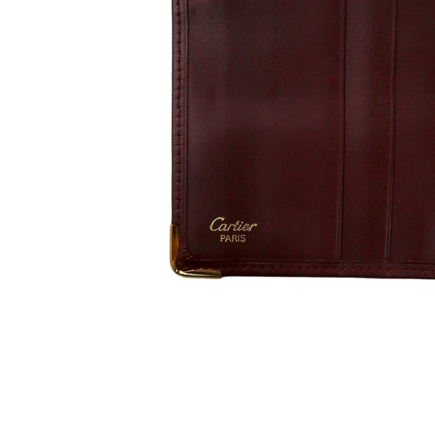 Cartier 2つ折り財布 ボルドー レザー ロゴ マストライン オールド イタリア製
