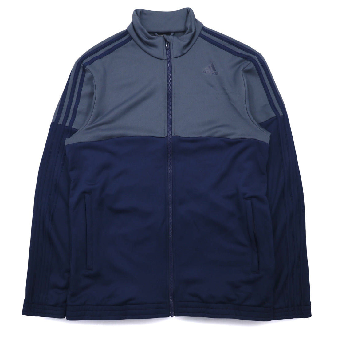 adidas Stand Collar Track Jacket Jersey 2XL Bicolor Navy Grey Polyester 3 Stripes