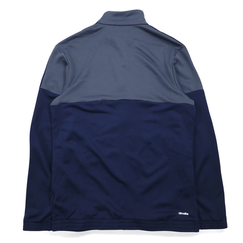 adidas スタンドカラートラックジャケット ジャージ 2XL バイカラー ネイビー グレー ポリエステル 3ストライプ
