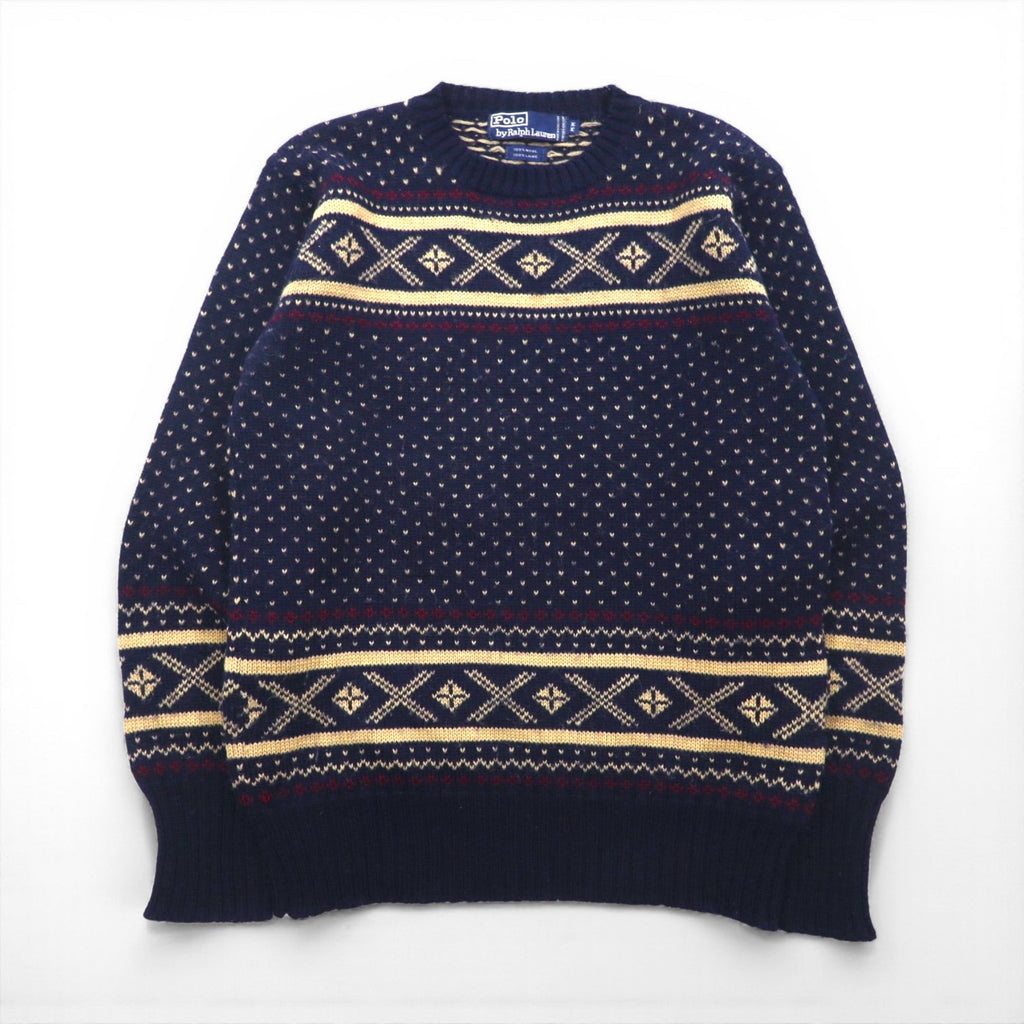 Polo Ralph Lauren 90年代 ノルディック ニット セーター M ネイビー ウール 羊毛 フェアアイル