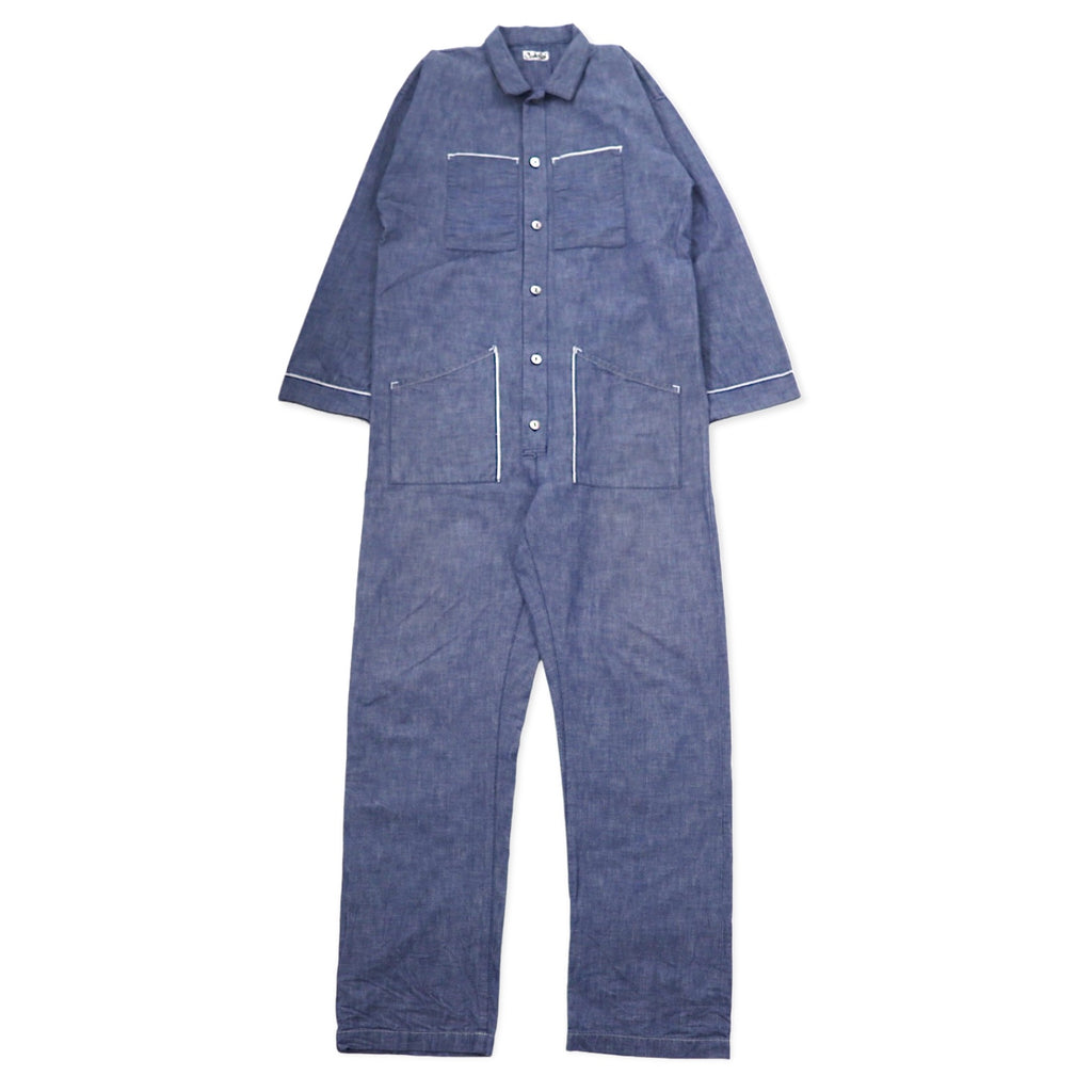 日本然リトテ-古着オンライン-CLASS オールインワン ツナギ ジャンプスーツ M ブルー シャンブレー コットン 日本製-CLASS Jumpsuits Jumpsuit M Blue Chambray Cotton Japan Made