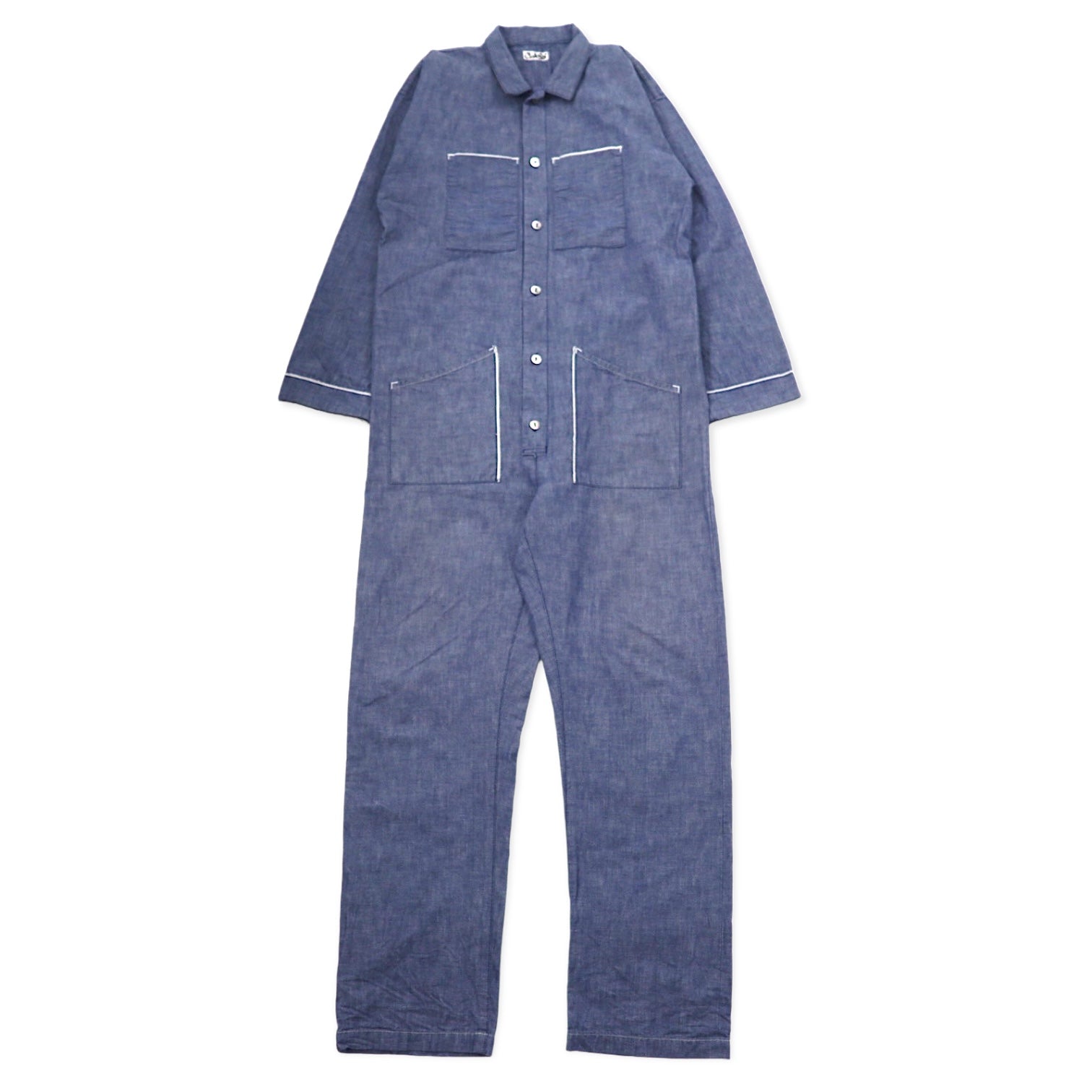 日本然リトテ-古着オンライン-CLASS オールインワン ツナギ ジャンプスーツ M ブルー シャンブレー コットン 日本製-CLASS Jumpsuits Jumpsuit M Blue Chambray Cotton Japan Made