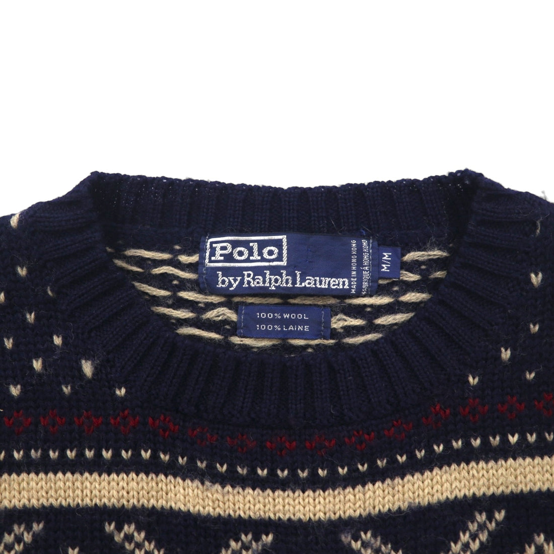 Polo Ralph Lauren 90年代 ノルディック ニット セーター M ネイビー ウール 羊毛 フェアアイル