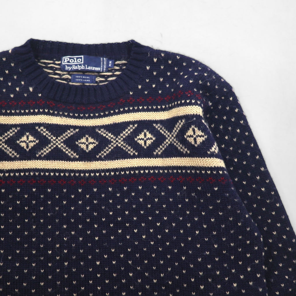 Polo Ralph Lauren 90年代 ノルディック ニット セーター M ネイビー ウール 羊毛 フェアアイル