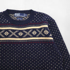 Polo Ralph Lauren 90年代 ノルディック ニット セーター M ネイビー ウール 羊毛 フェアアイル
