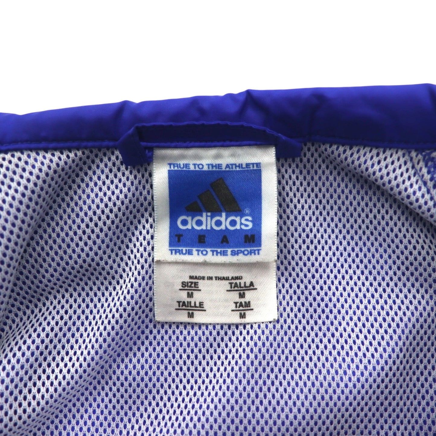 adidas TEAM 00年代 ナイロンジャケット トラックジャケット M ブルー ロゴ刺繍 サイドライン