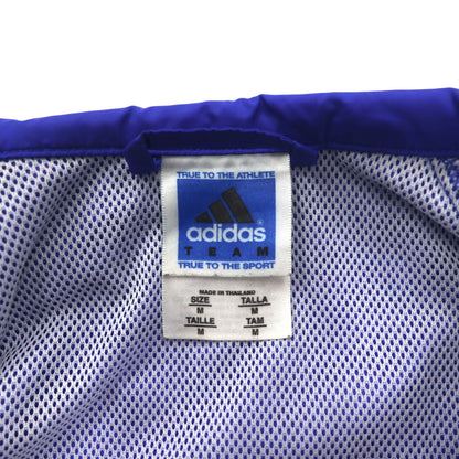adidas TEAM 00年代 ナイロンジャケット トラックジャケット M ブルー ロゴ刺繍 サイドライン