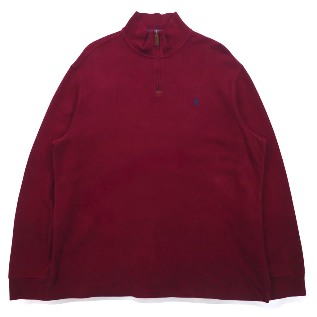 POLO RALPH LAUREN Half-Zip Sweatshirt, XL, Bordeaux, Cotton, Small Pony Embroidery