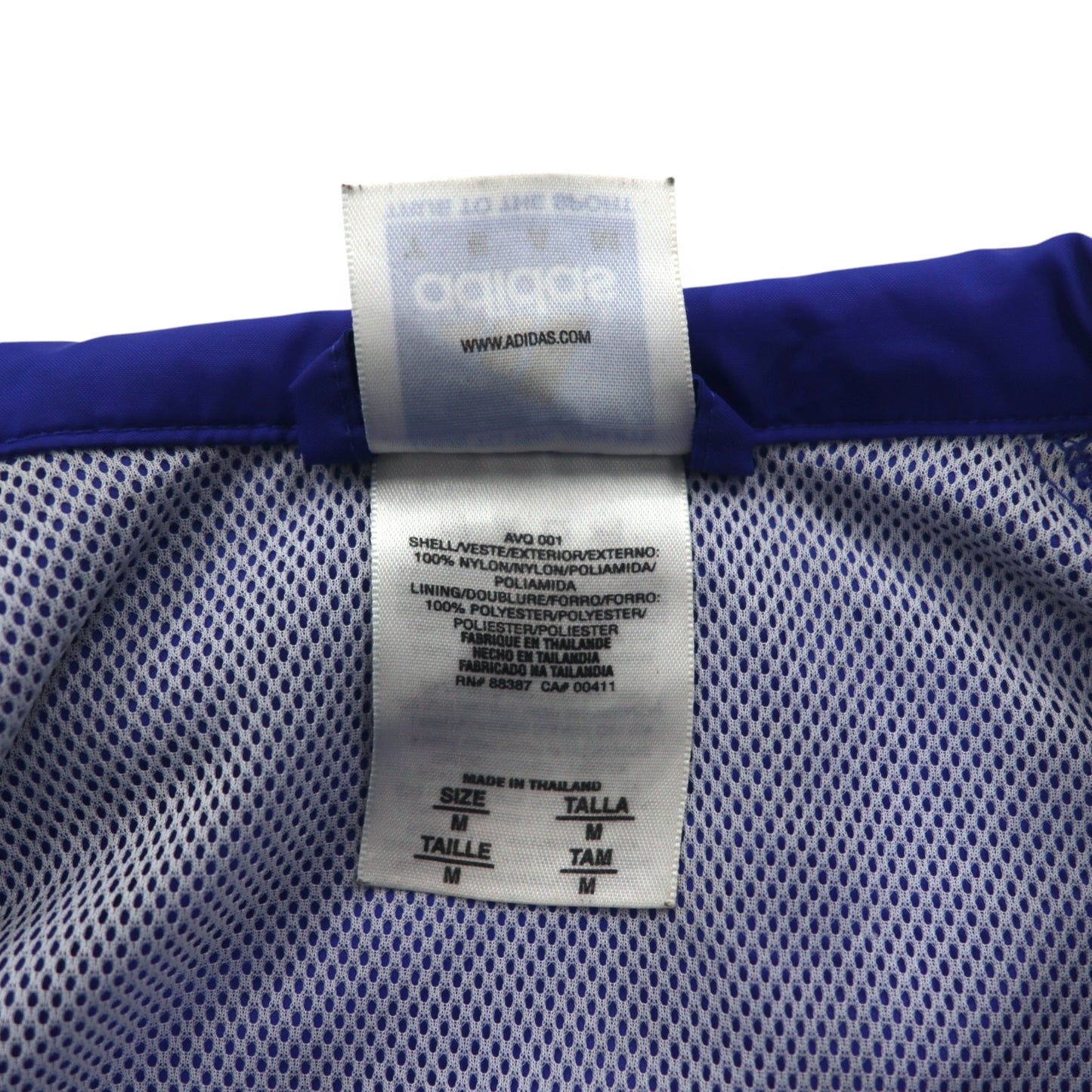 adidas TEAM 00年代 ナイロンジャケット トラックジャケット M ブルー ロゴ刺繍 サイドライン
