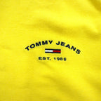 TOMMY JEANS 90s Open Collar Polo Shirt L Yellow One Point Logo Embroidery Made in Pakistan