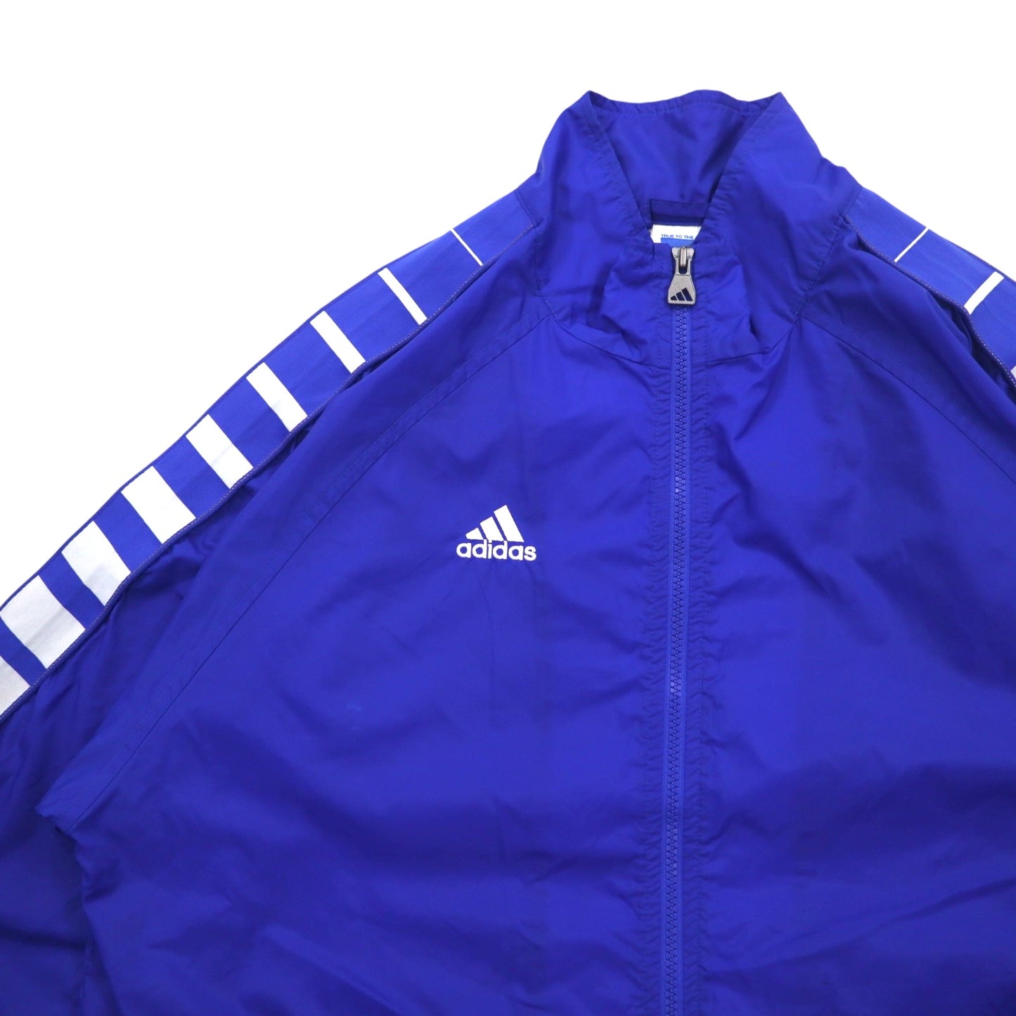 adidas TEAM 00年代 ナイロンジャケット トラックジャケット M ブルー ロゴ刺繍 サイドライン