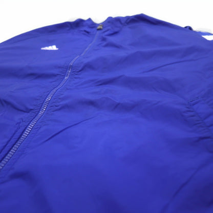 adidas TEAM 00年代 ナイロンジャケット トラックジャケット M ブルー ロゴ刺繍 サイドライン
