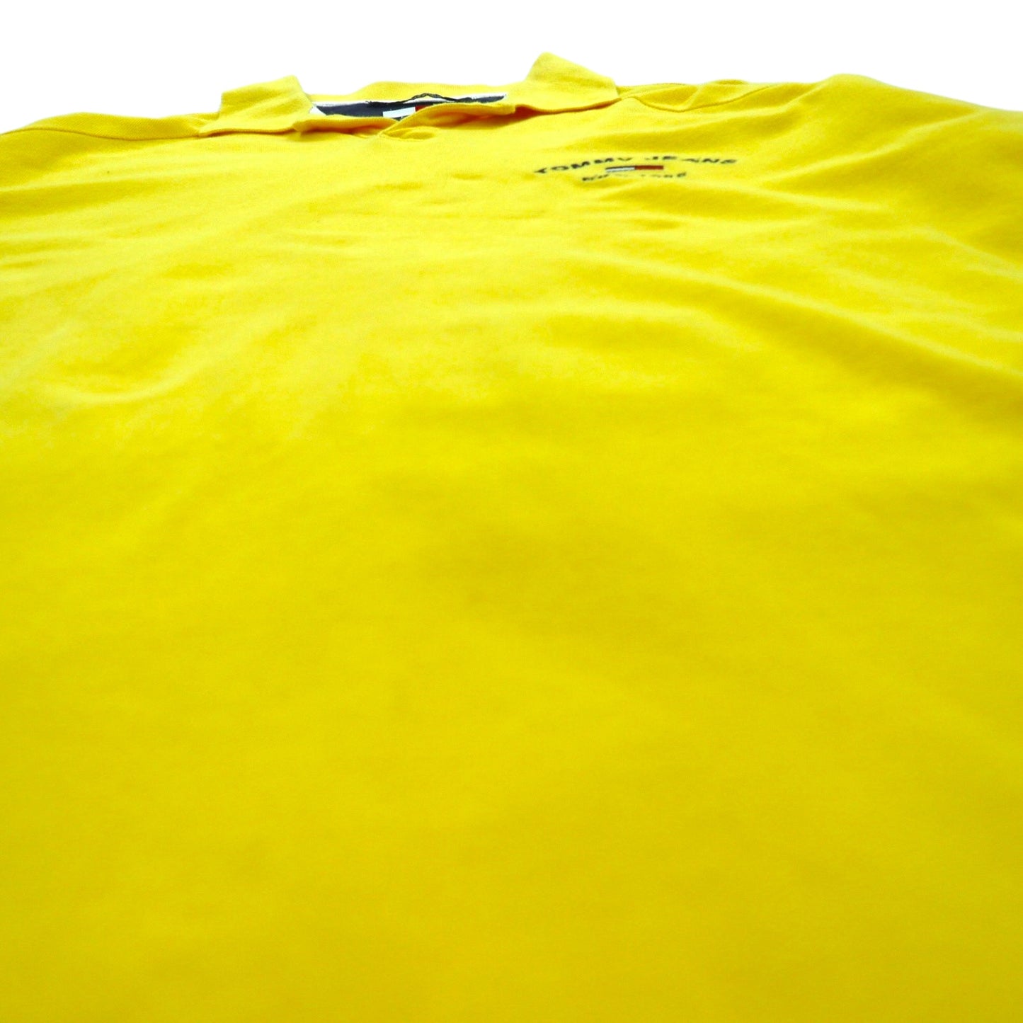 TOMMY JEANS 90年代 オープンカラー ポロシャツ L イエロー ワンポイントロゴ刺繍 パキスタン製