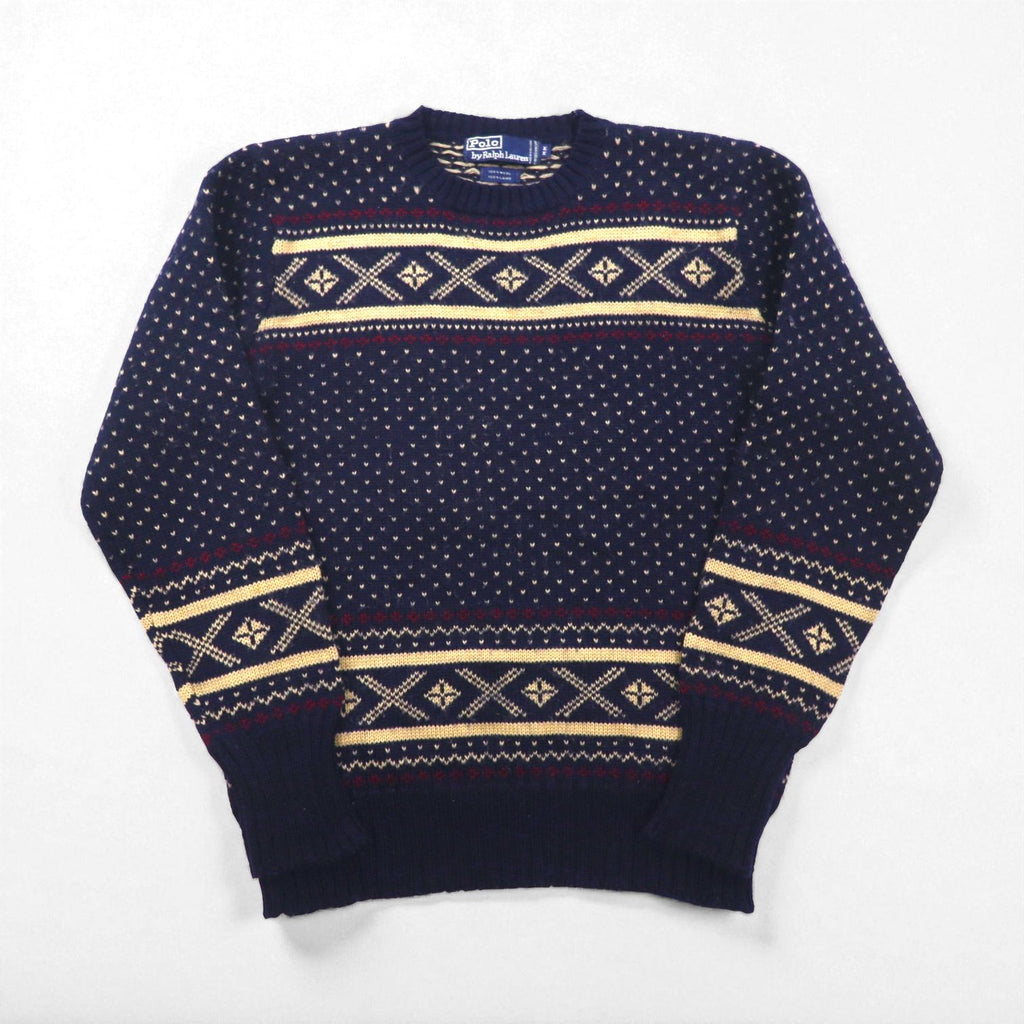 Polo Ralph Lauren 90年代 ノルディック ニット セーター M ネイビー ウール 羊毛 フェアアイル
