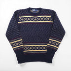 Polo Ralph Lauren 90年代 ノルディック ニット セーター M ネイビー ウール 羊毛 フェアアイル