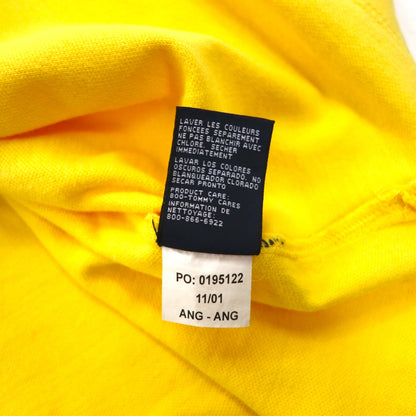 TOMMY JEANS 90年代 オープンカラー ポロシャツ L イエロー ワンポイントロゴ刺繍 パキスタン製
