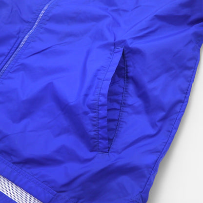 adidas TEAM 00年代 ナイロンジャケット トラックジャケット M ブルー ロゴ刺繍 サイドライン