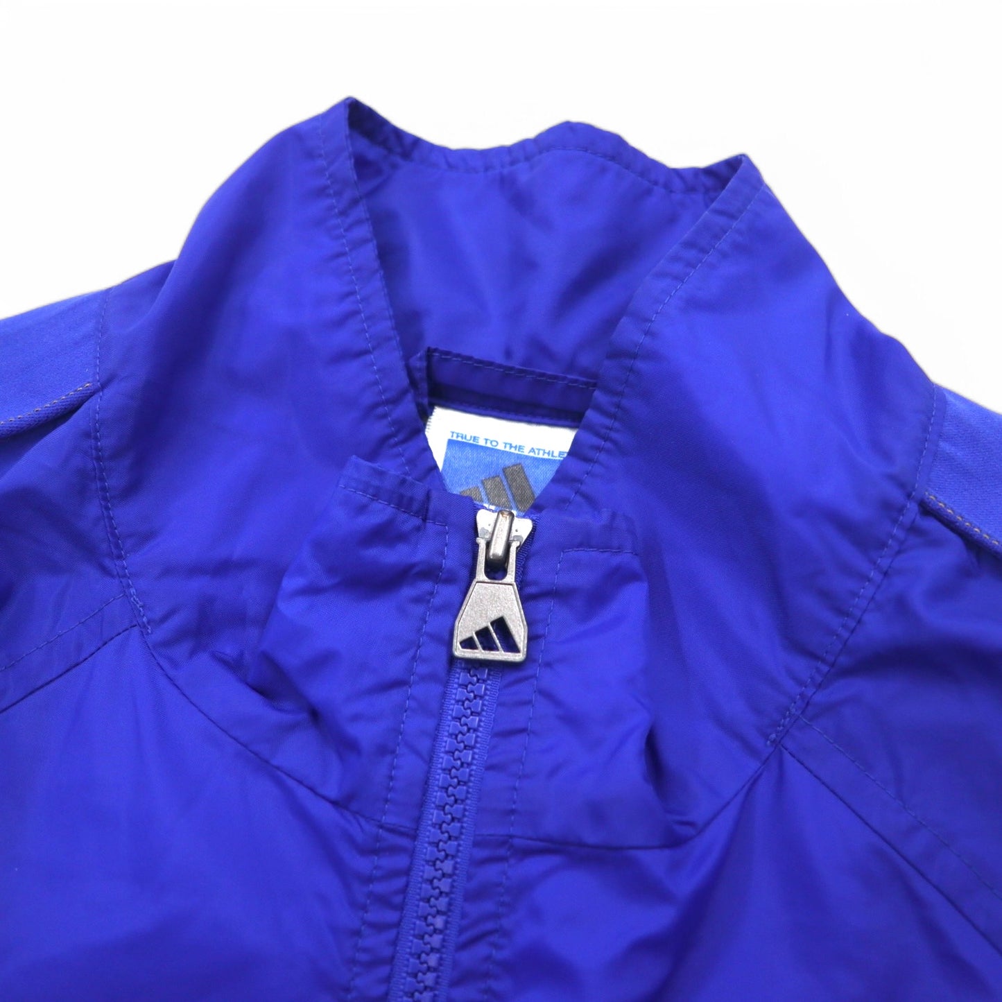 adidas TEAM 00年代 ナイロンジャケット トラックジャケット M ブルー ロゴ刺繍 サイドライン