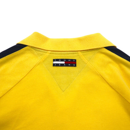 TOMMY JEANS 90年代 オープンカラー ポロシャツ L イエロー ワンポイントロゴ刺繍 パキスタン製