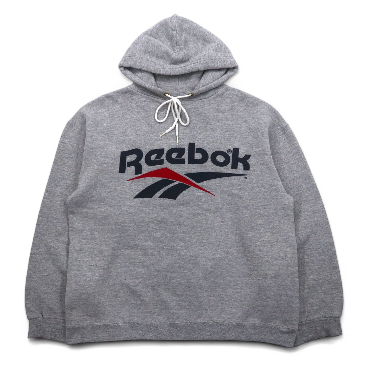 Reebok 90年代 USA製 ベクターロゴ プルオーバー パーカー M グレー コットン