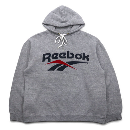 Reebok 90年代 USA製 ベクターロゴ プルオーバー パーカー M グレー コットン