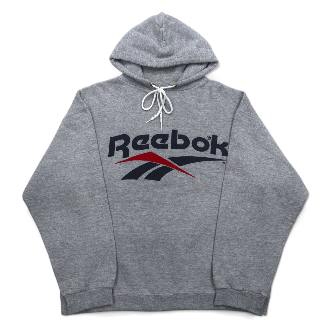 Reebok 90s USA Made Vector Logo Pullover Hoodie M Grey Cotton