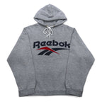 Reebok 90s USA Made Vector Logo Pullover Hoodie M Grey Cotton