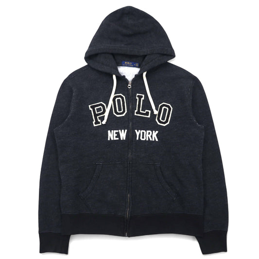 POLO RALPH LAUREN フルジップ パーカー M グレー コットン ロゴ ワッペン