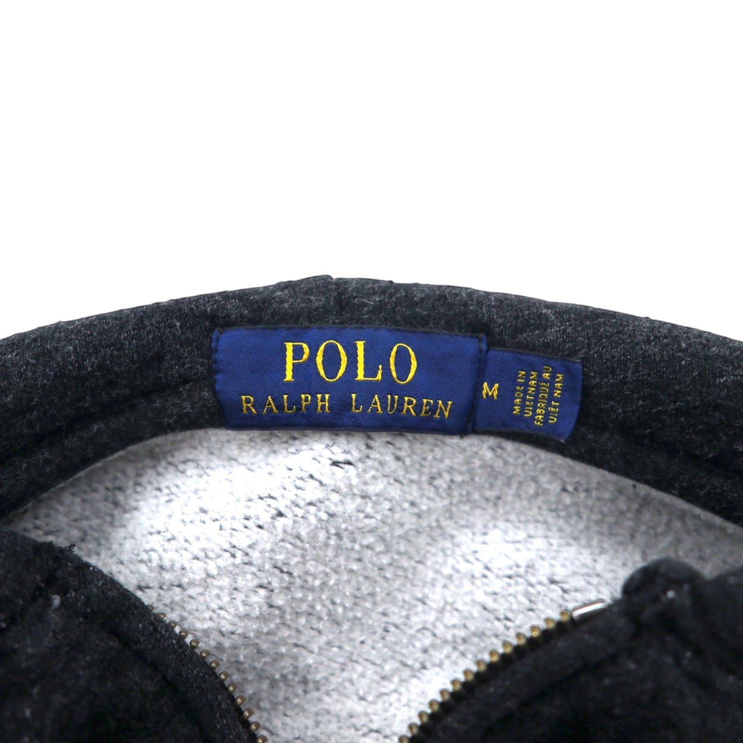 POLO RALPH LAUREN フルジップ パーカー M グレー コットン ロゴ ワッペン