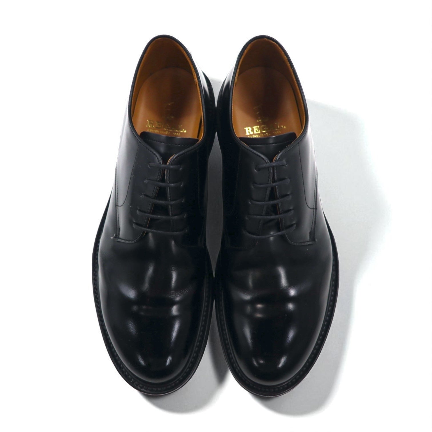 REGAL JN01 Plain Toe Dress Shoes, Size 27.5cm, Black Leather, Wingtip, Made in Japan