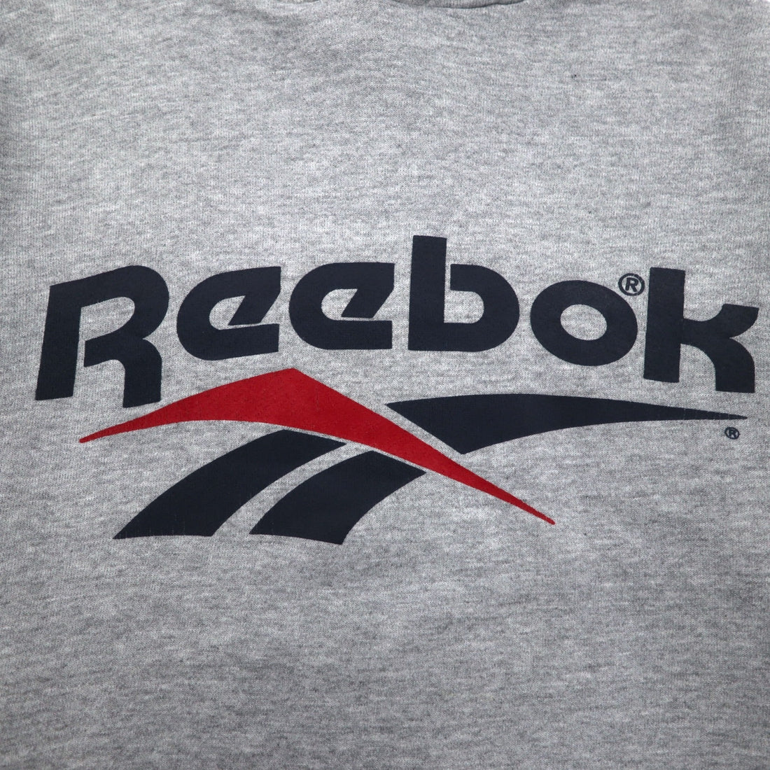 Reebok 90s USA Made Vector Logo Pullover Hoodie M Grey Cotton
