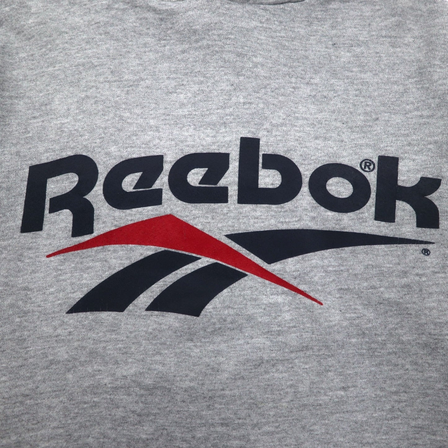 Reebok 90年代 USA製 ベクターロゴ プルオーバー パーカー M グレー コットン