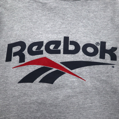 Reebok 90年代 USA製 ベクターロゴ プルオーバー パーカー M グレー コットン