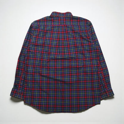 LLBean Button-Down Shirt, Large, Red, Cotton, Traditional Fit, Check, 500539