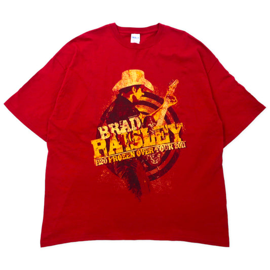 GILDAN バンドTシャツ BRAD PAISLEY 2XL レッド コットン 両面プリント ビッグサイズ
