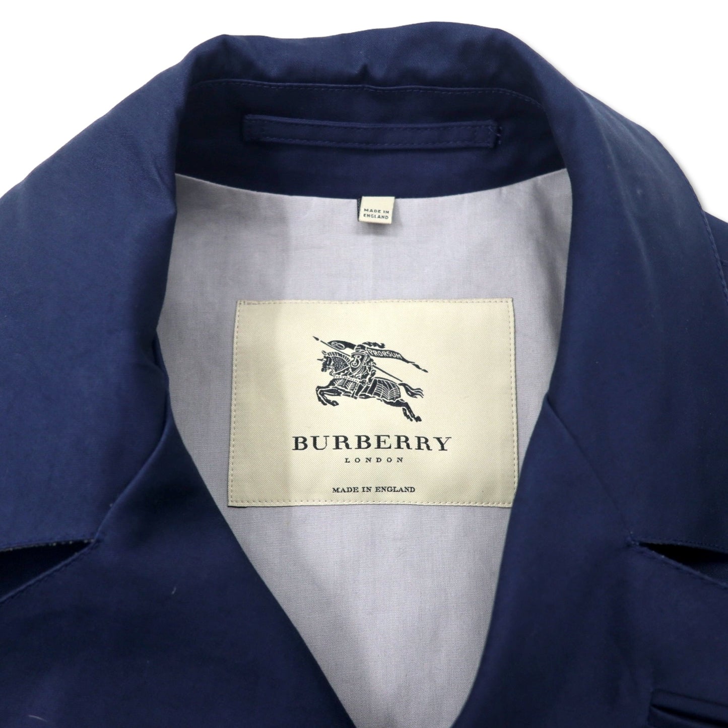 BURBERRY イングランド製 ピーコート ダブルブレスト コート L ネイビー コットン