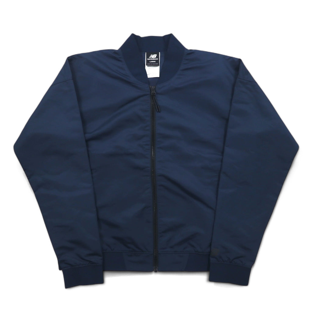 new balance satin bomber jacket flight jacket L navy polyester AWJ81501