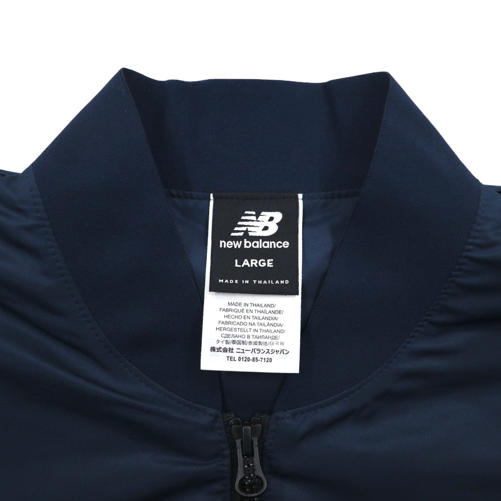 new balance satin bomber jacket flight jacket L navy polyester AWJ81501