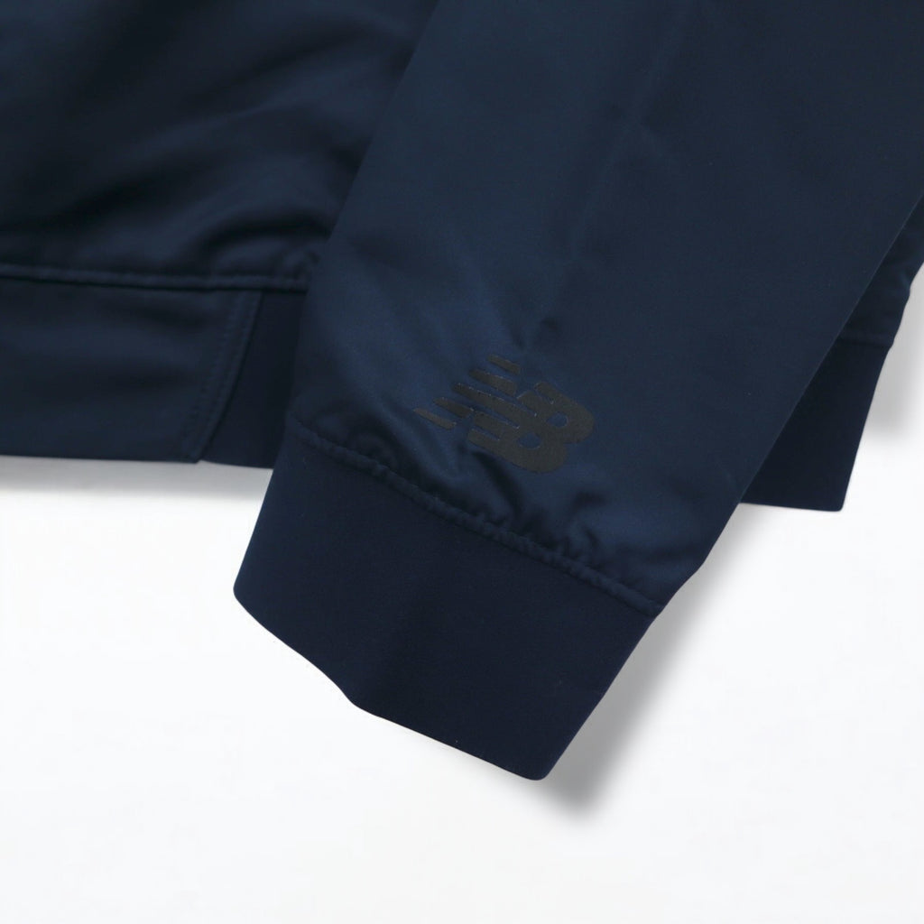 new balance satin bomber jacket flight jacket L navy polyester AWJ81501