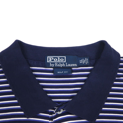Polo by Ralph Lauren 90年代 ポロシャツ XL ビッグサイズ ネイビー ボーダー ピマコットン GOLF FIT スモールポニー刺繍 ペルー製