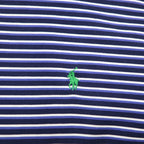Polo by Ralph Lauren 90s Polo Shirt XL Big Size Navy Striped Pima Cotton GOLF FIT Small Pony Embroidery Made in Peru