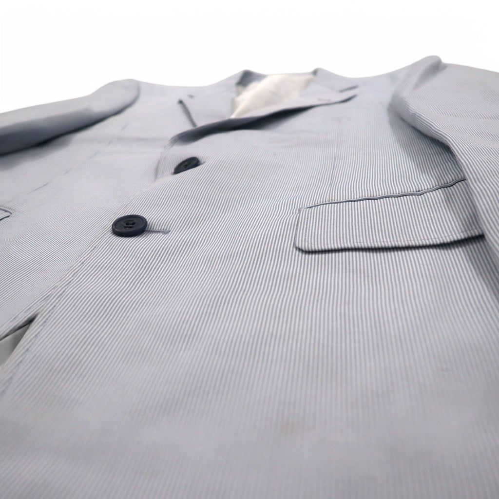 Vintage 90s Japan Made Traditional Suit Mr. SANYO Seersucker 2B Suit Set S Blue Stripe Wide