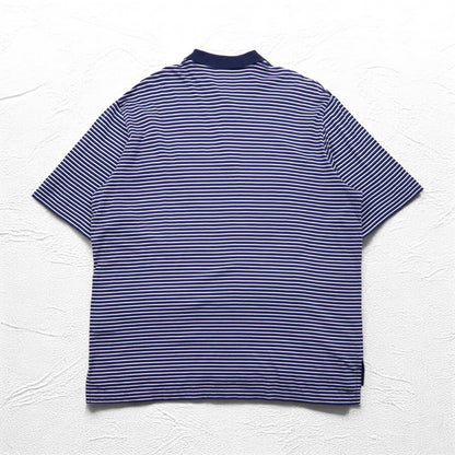Polo by Ralph Lauren 90年代 ポロシャツ XL ビッグサイズ ネイビー ボーダー ピマコットン GOLF FIT スモールポニー刺繍 ペルー製