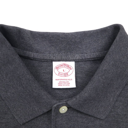 Brooks Brothers Polo Shirt, Size L, Gray, Cotton, Pique, with Embroidered Logo