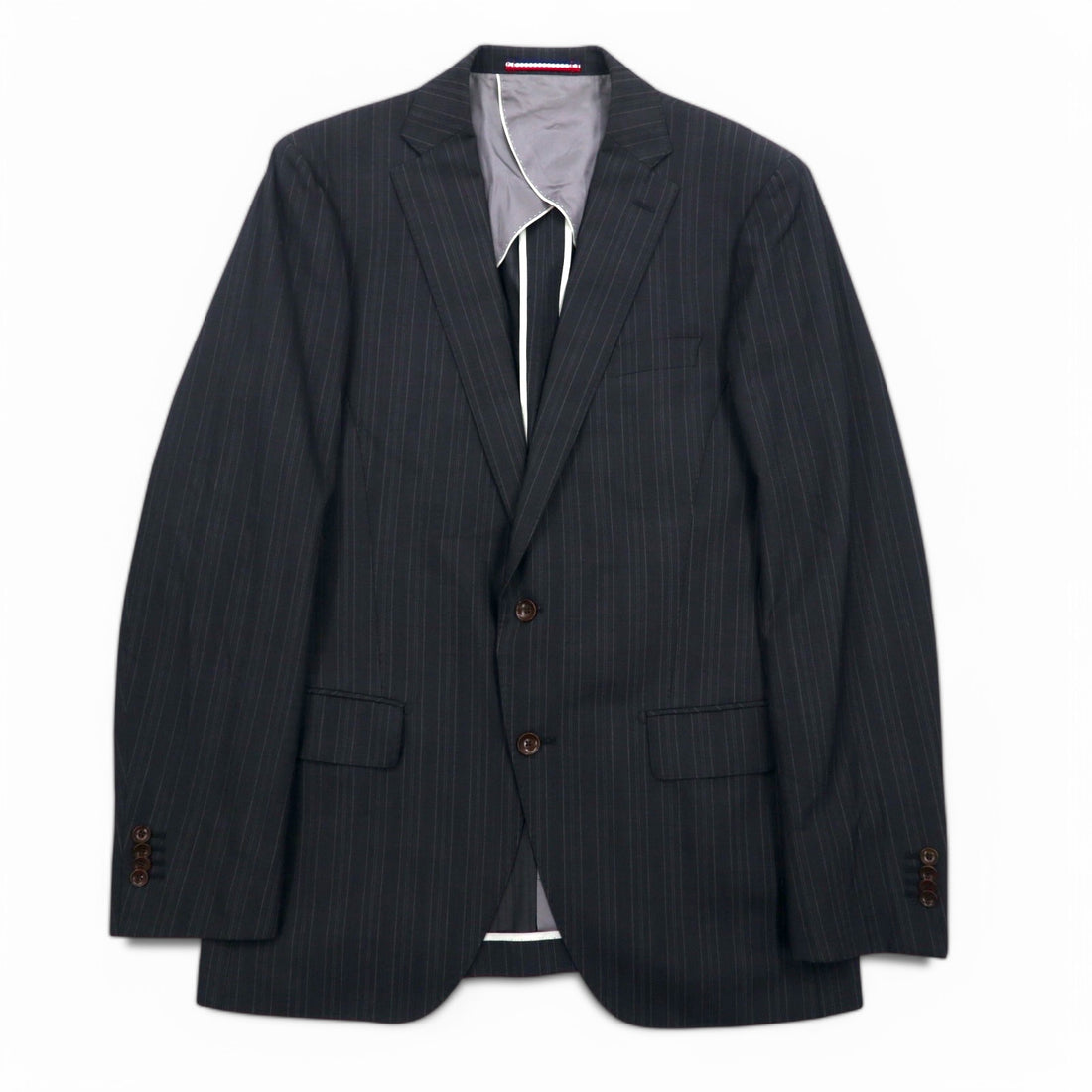 PERSON'S FOR MEN 2B Suit Set Up XL Gray Stripe Wool